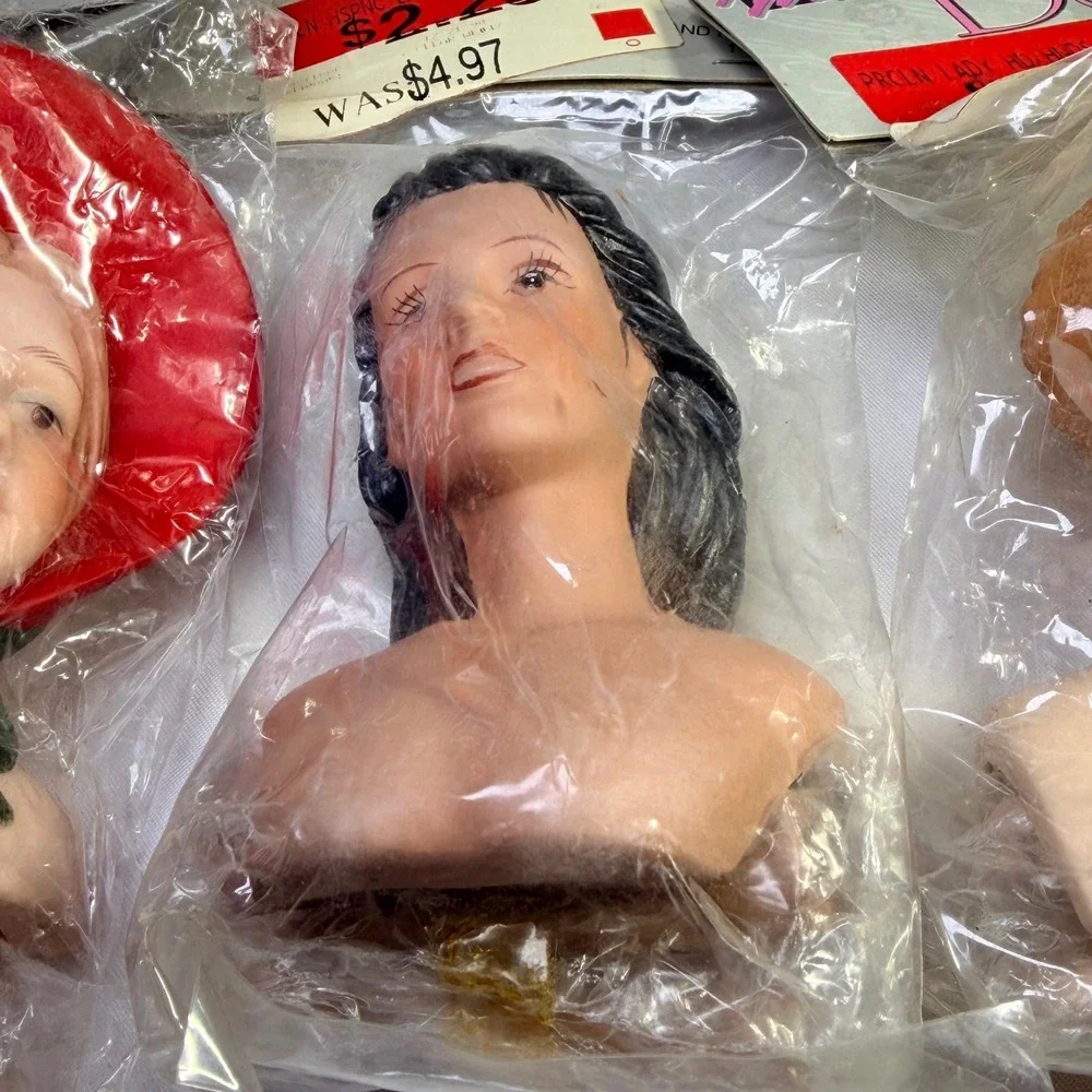 Vintage Mangelsen's Porcelain Doll Head and Hands Set Lot 3 1993 Caroler 70-80mm